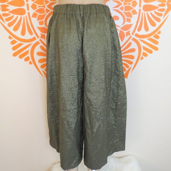 Zara Basic High Rise Gold Palazzo Pants M - Picture 3 of 3